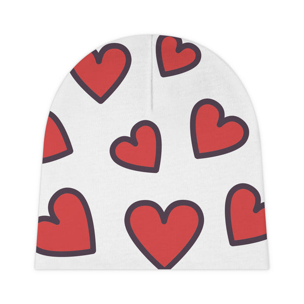 Adorable Heart Print Baby Beanie, Cute Infant Hat, Valentine's Gift, Baby Shower Present, Cozy Newborn Beanie, Stylish Baby Accessory