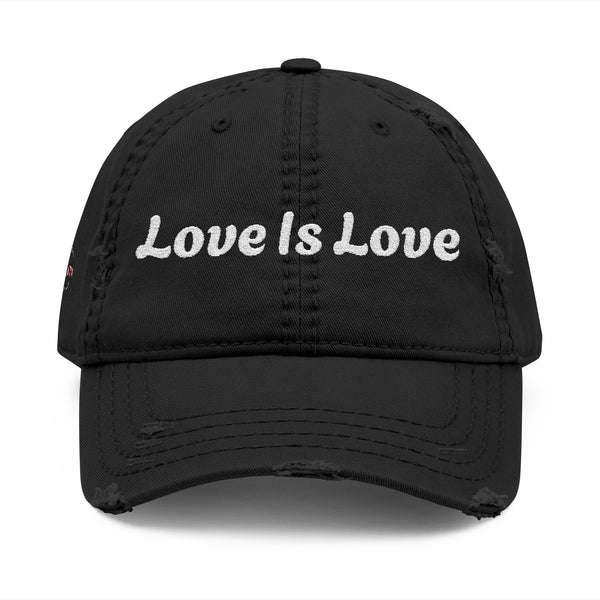 Distressed Love Is Love Dad Hat, Casual Headwear, Unisex Gift, LGBTQ+ Pride Accessory, Vintage Cap, Trendy Fashion, Summer Style