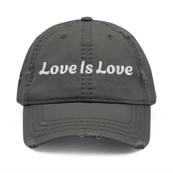 Distressed Love Is Love Dad Hat, Casual Headwear, Unisex Gift, LGBTQ+ Pride Accessory, Vintage Cap, Trendy Fashion, Summer Style