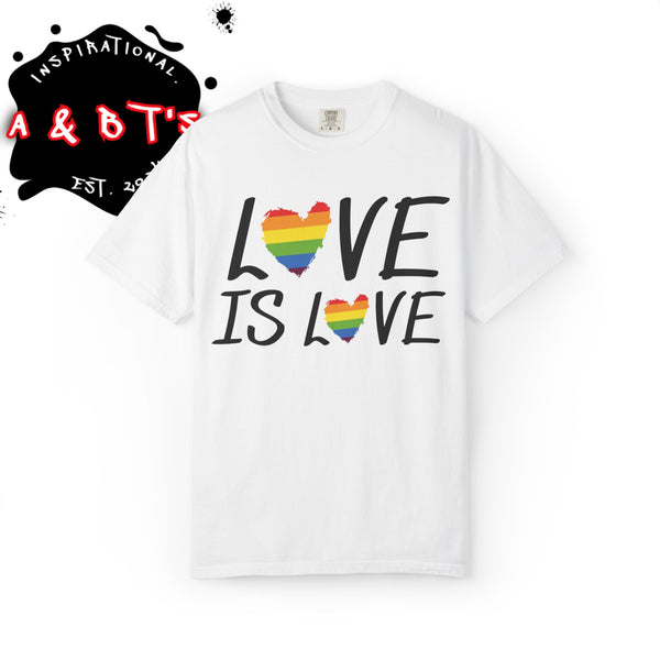 Unisex Love is Love T-shirt, Pride Shirt, LGBTQ+ Apparel, Gift for Friends, Rainbow Heart Tee, Casual Wear